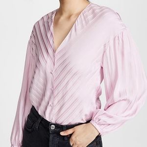 JOIE Cadmar satin stripe blouse top